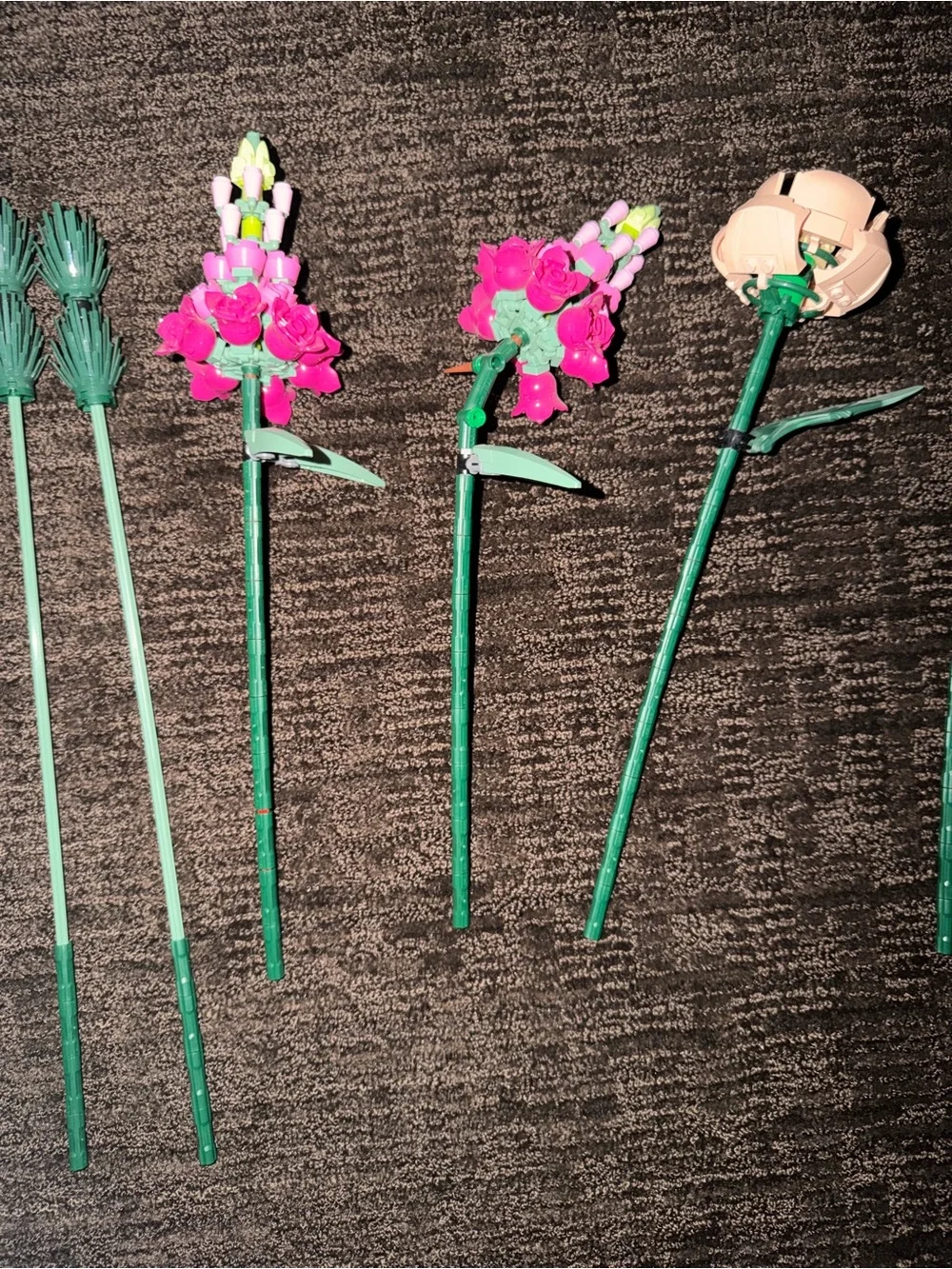 Lego Flower Stems with Orange, White, Yellow, Purple and Green Elements
